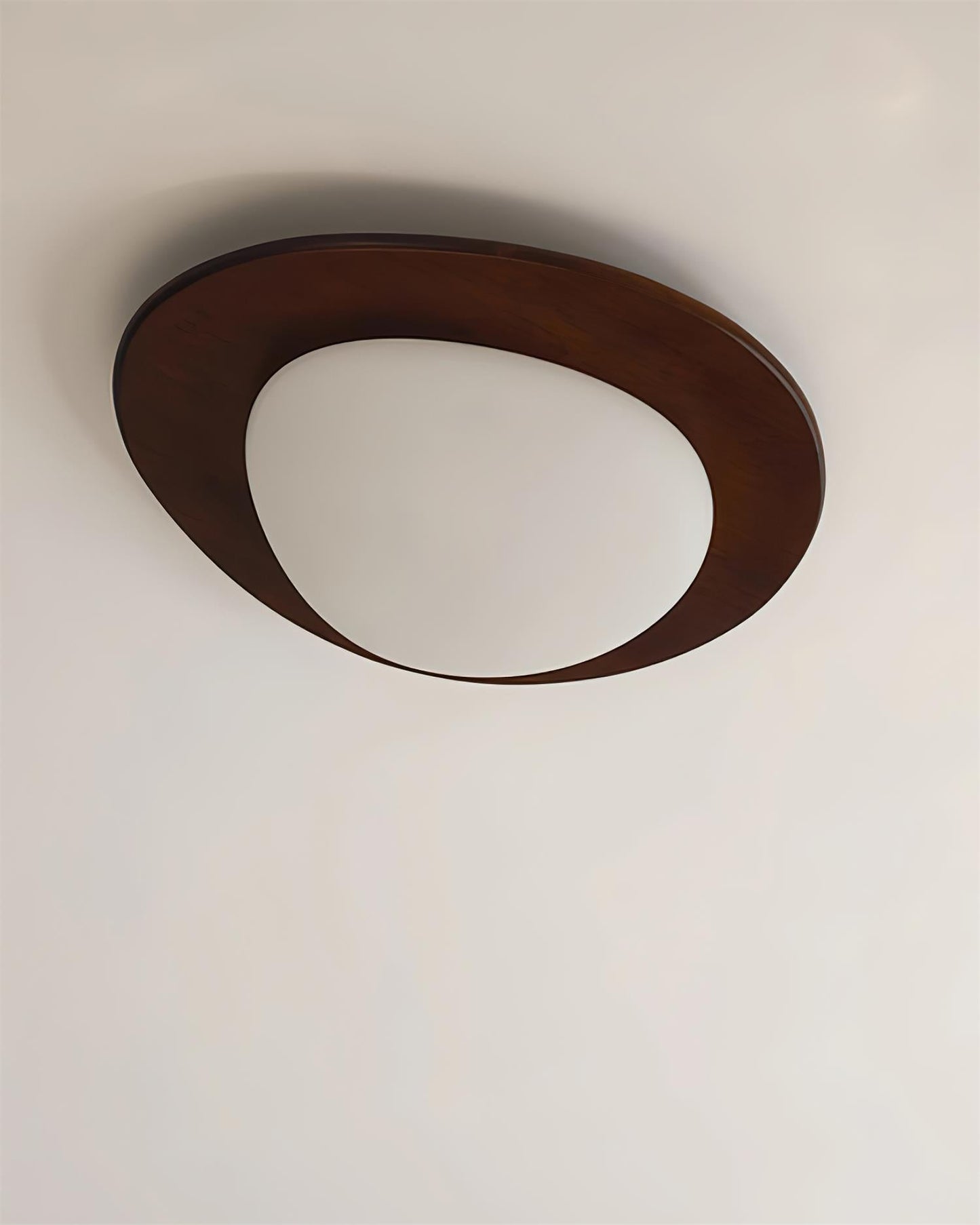 Plafonnier Bois et Abat-jour Ovale Minimaliste Naturel