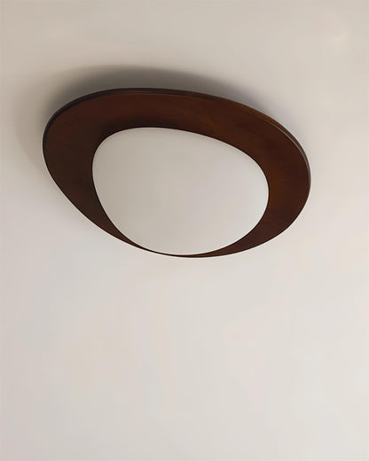 Plafonnier Bois et Abat-jour Ovale Minimaliste Naturel