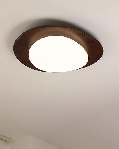Plafonnier Bois et Abat-jour Ovale Minimaliste Naturel