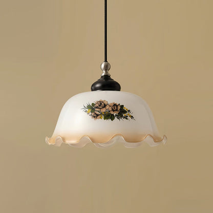Belvia Vintage Floral Glass Pendant Light