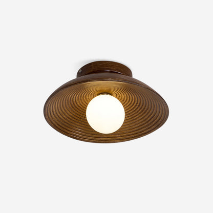 Orvian Wooden Flush Mount Ceiling Light with Round Globe