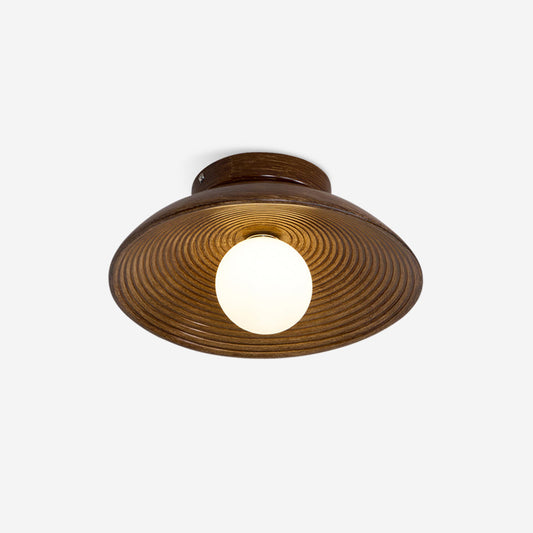 Orvian Wooden Flush Mount Ceiling Light with Round Globe