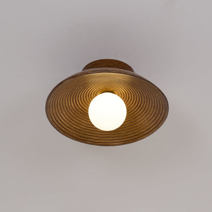 Orvian Wooden Flush Mount Ceiling Light with Round Globe