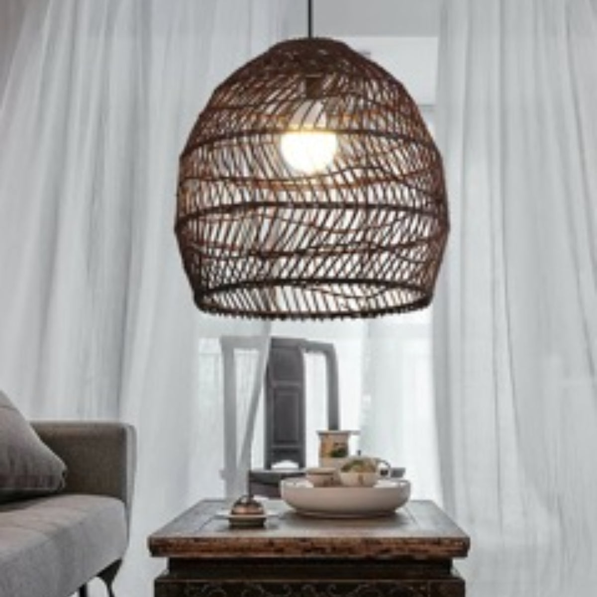Muto Design Retro LED Hanglamp Zwart/Hout Hout Slaapkamer/Woonkamer/Studeerkamer/Hal