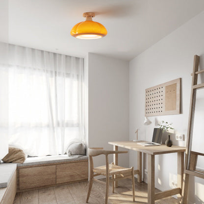Valentina moderne LED-inbouwplafondlamp glas hout woonkamer