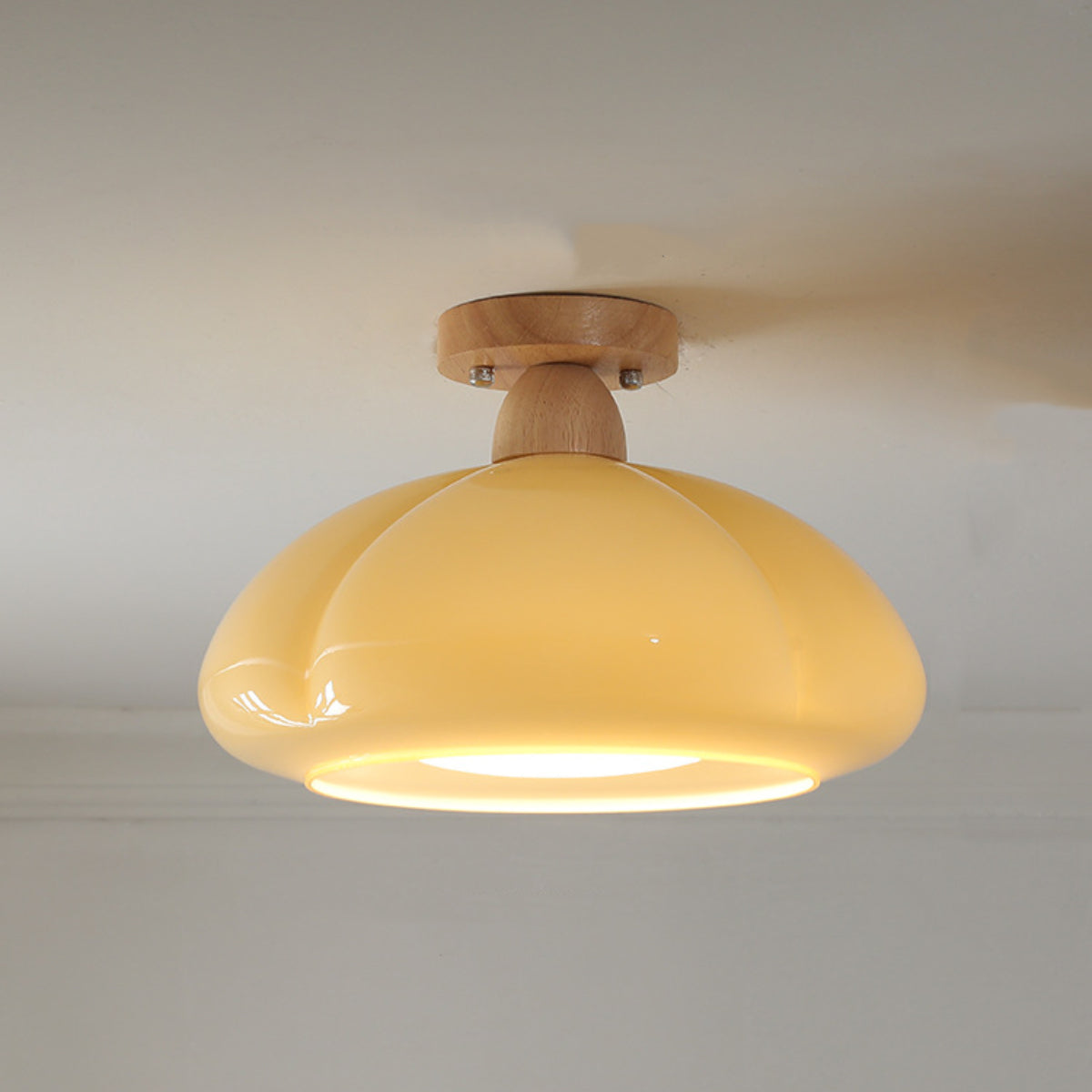 Valentina moderne LED-inbouwplafondlamp glas hout woonkamer