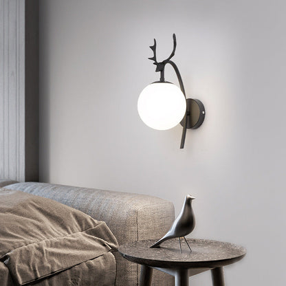 Valentina Modern Art-Deco Deer Bedside Wall Lamp, Black/Gold
