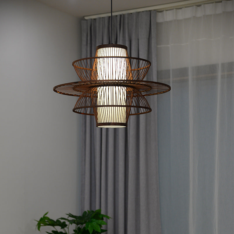 Muto Lotus-förmige Rattan-Pendelleuchte