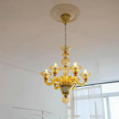 Silva   Chandelier Retro Glass  Yellow&Green&Clear