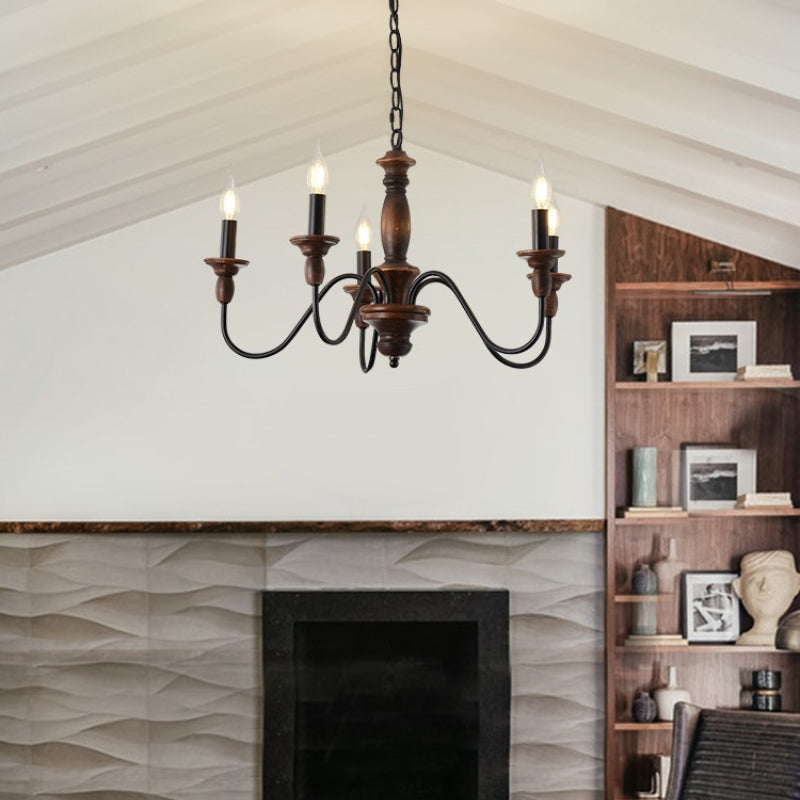Silva Industrial Design LED-Pendelleuchte für den Innenbereich, braunes Holz, Metall, Schlafzimmer/Wohnzimmer/Kücheninsel