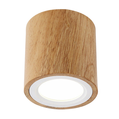 Plafonnier moderne en bois Muto, cylindrique, couloir/balcon