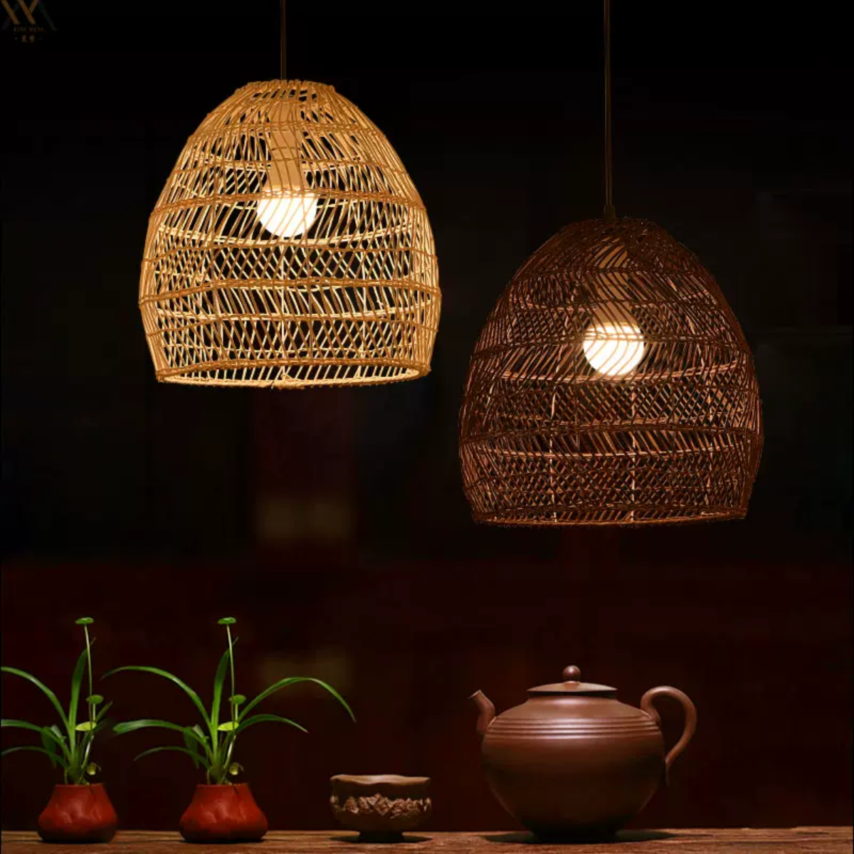Muto Design Retro LED Hanglamp Zwart/Hout Hout Slaapkamer/Woonkamer/Studeerkamer/Hal