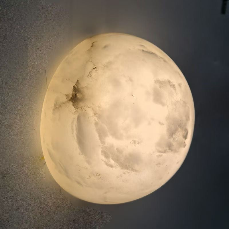 Grex Minimalist Round Alabaster Wall Lamp