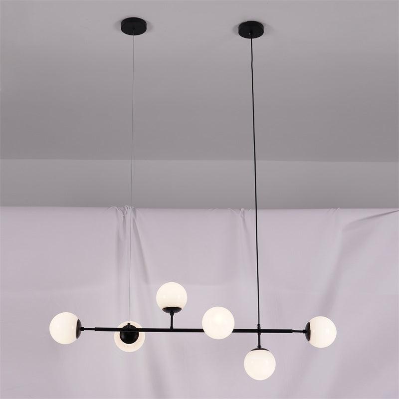 Valentina Industriel Longue Linéaire En Métal Suspendu Bulle Multi Ampoule En Verre Transparent Chambre Suspension Laiton/Noir