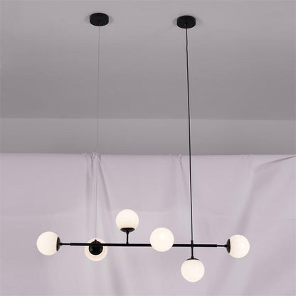 Valentina Industriel Longue Linéaire En Métal Suspendu Bulle Multi Ampoule En Verre Transparent Chambre Suspension Laiton/Noir