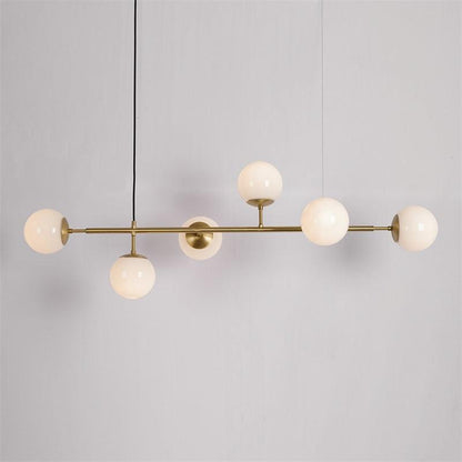 Valentina Industriel Longue Linéaire En Métal Suspendu Bulle Multi Ampoule En Verre Transparent Chambre Suspension Laiton/Noir
