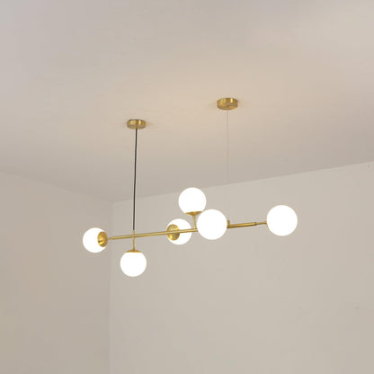 Valentina Industriel Longue Linéaire En Métal Suspendu Bulle Multi Ampoule En Verre Transparent Chambre Suspension Laiton/Noir