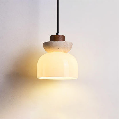 Ritta  Travertine Dome  Glass Pendant Light