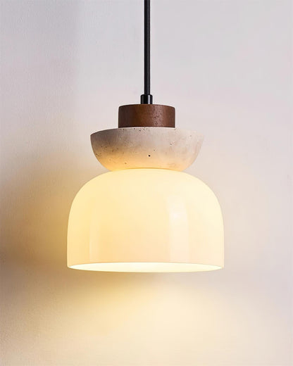 Ritta  Travertine Dome  Glass Pendant Light