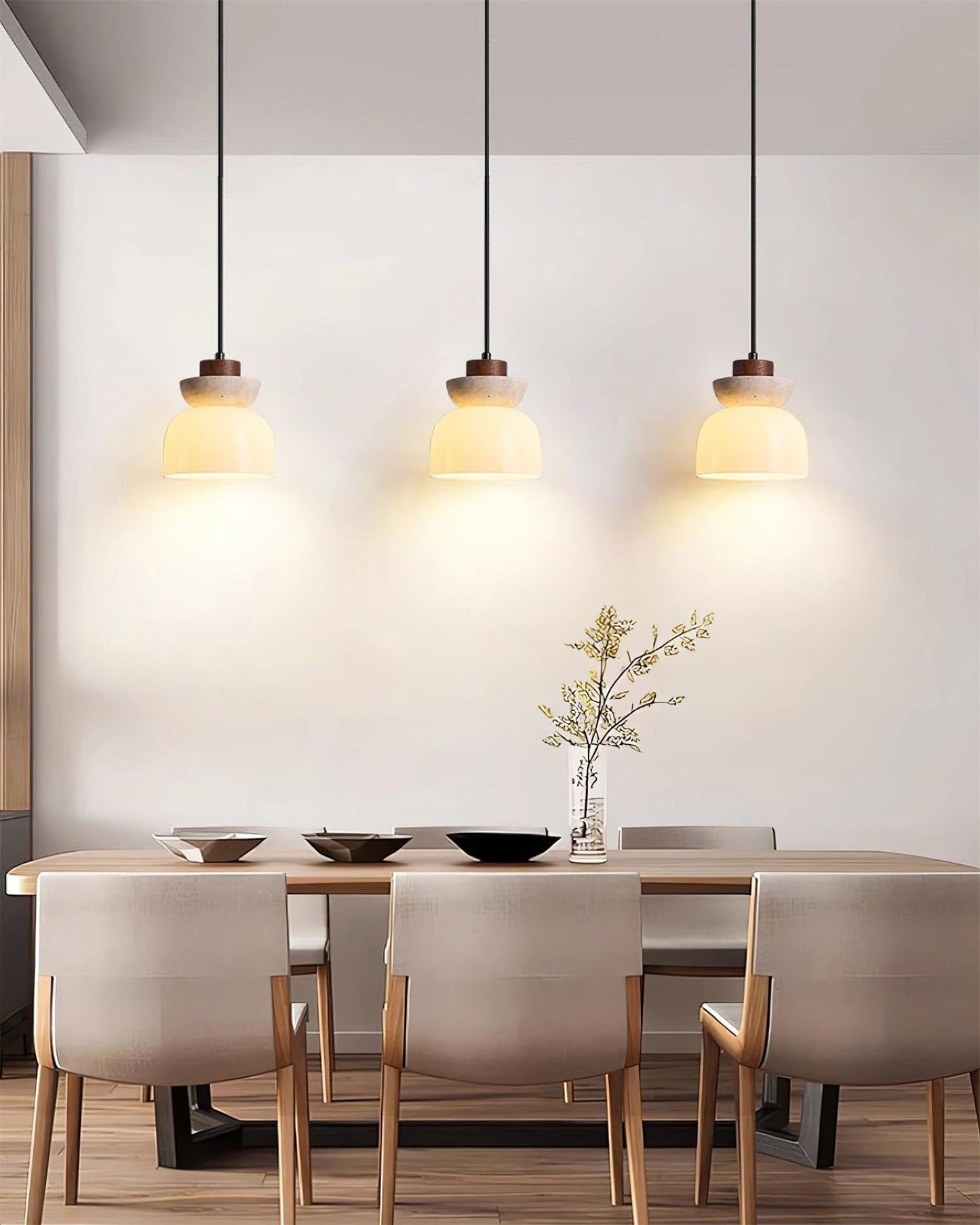 Ritta  Travertine Dome  Glass Pendant Light