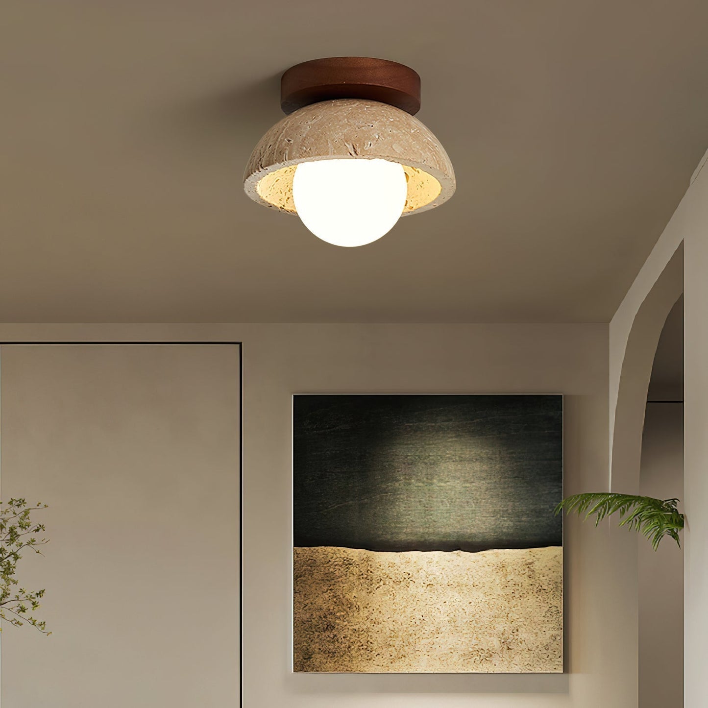Plafonnier Ritta minimaliste en travertin