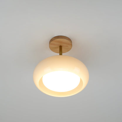 Charlotte Flush Mount Ceiling Light Glass Wood &Orange&White