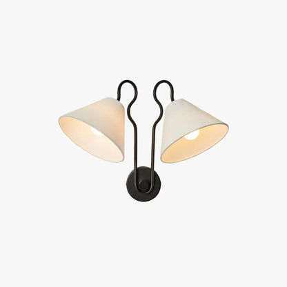 Walter Wall Lamp Double White Cone Shades Fabric