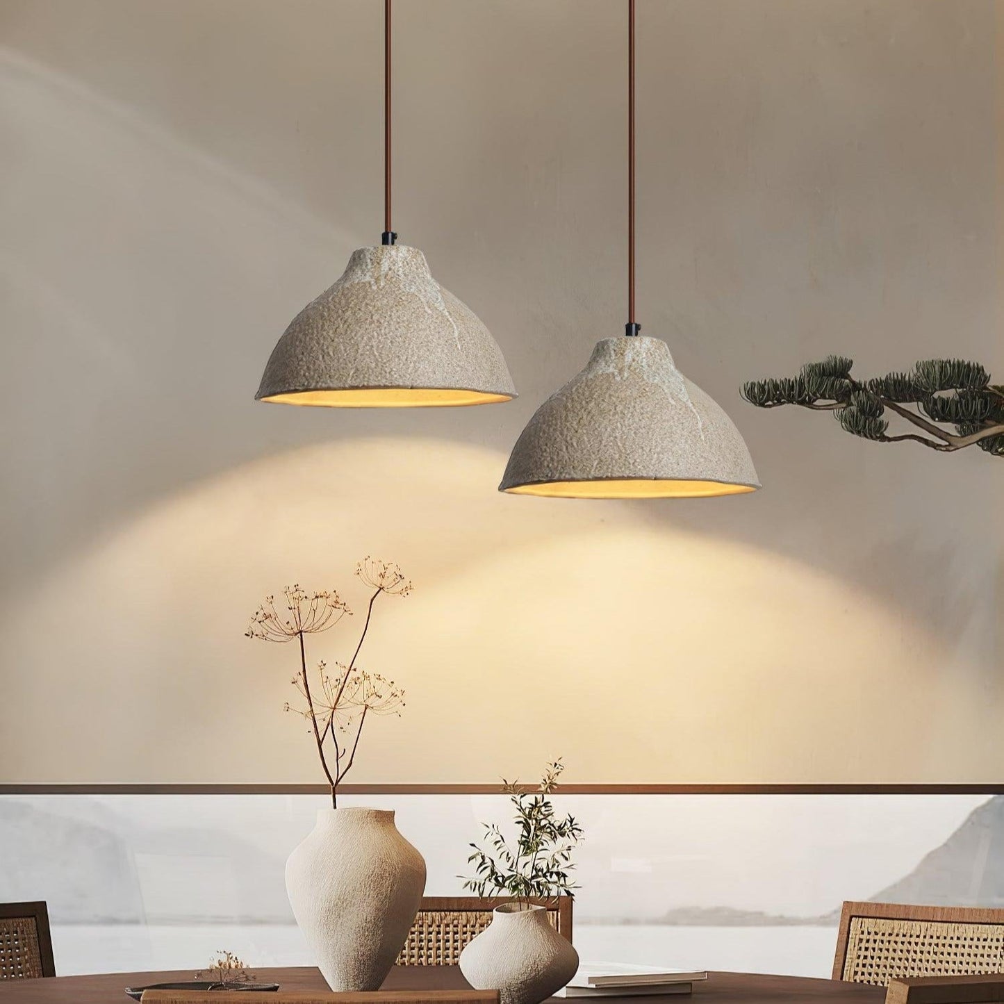 Maple Textured Ceramic Pendant Light
