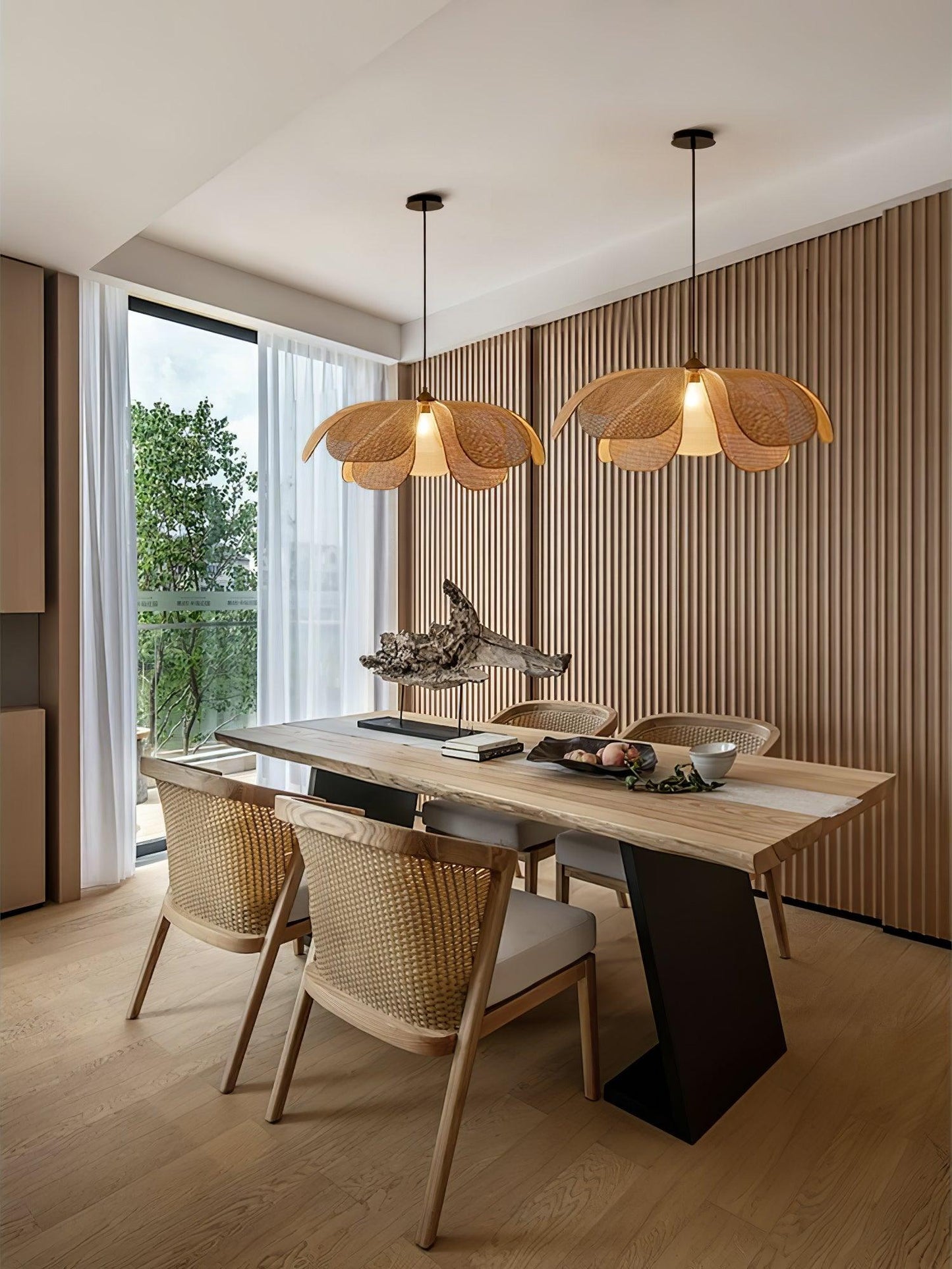 Eloria Petal-Shaped Rattan Pendant Light