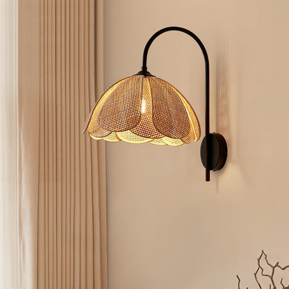 Edria Petal-Shaped Rattan Wall Lamp