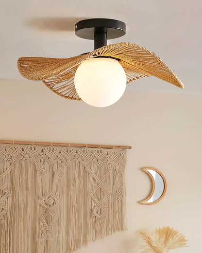 Fynora Woven Semi Flush Ceiling Light