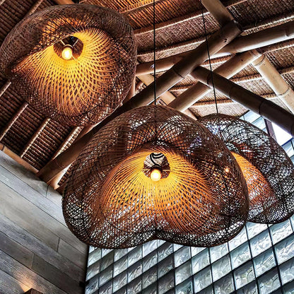 Juno Rustic Rattan Pendant Light Living Room