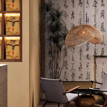 Juno Rustic Rattan Pendant Light Living Room