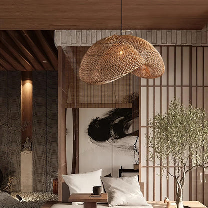 Juno Rustic Rattan Pendant Light Living Room