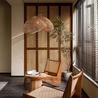 Juno Rustic Rattan Pendant Light Living Room