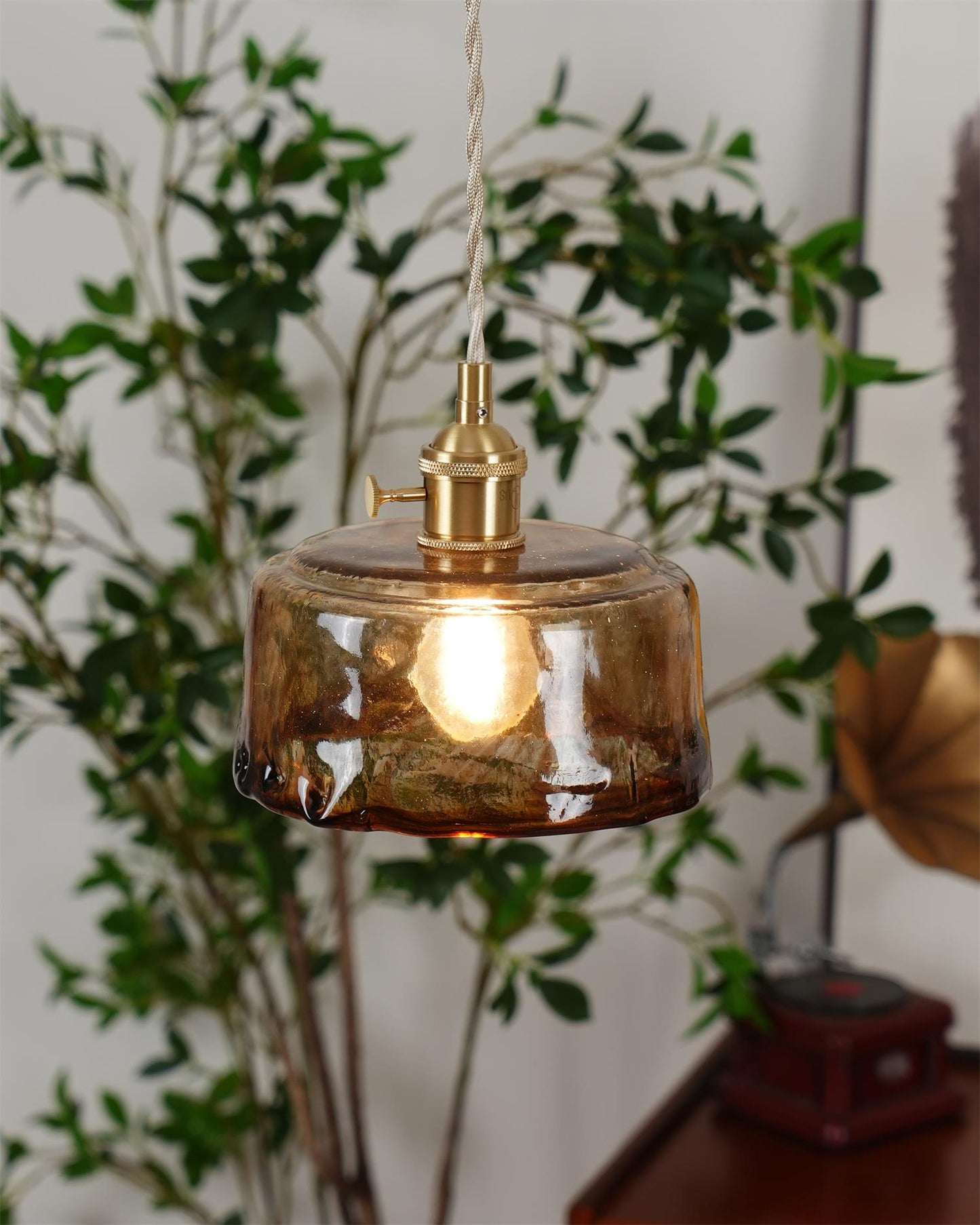 Amberlyn Vintage Amber Glass Pendant Light