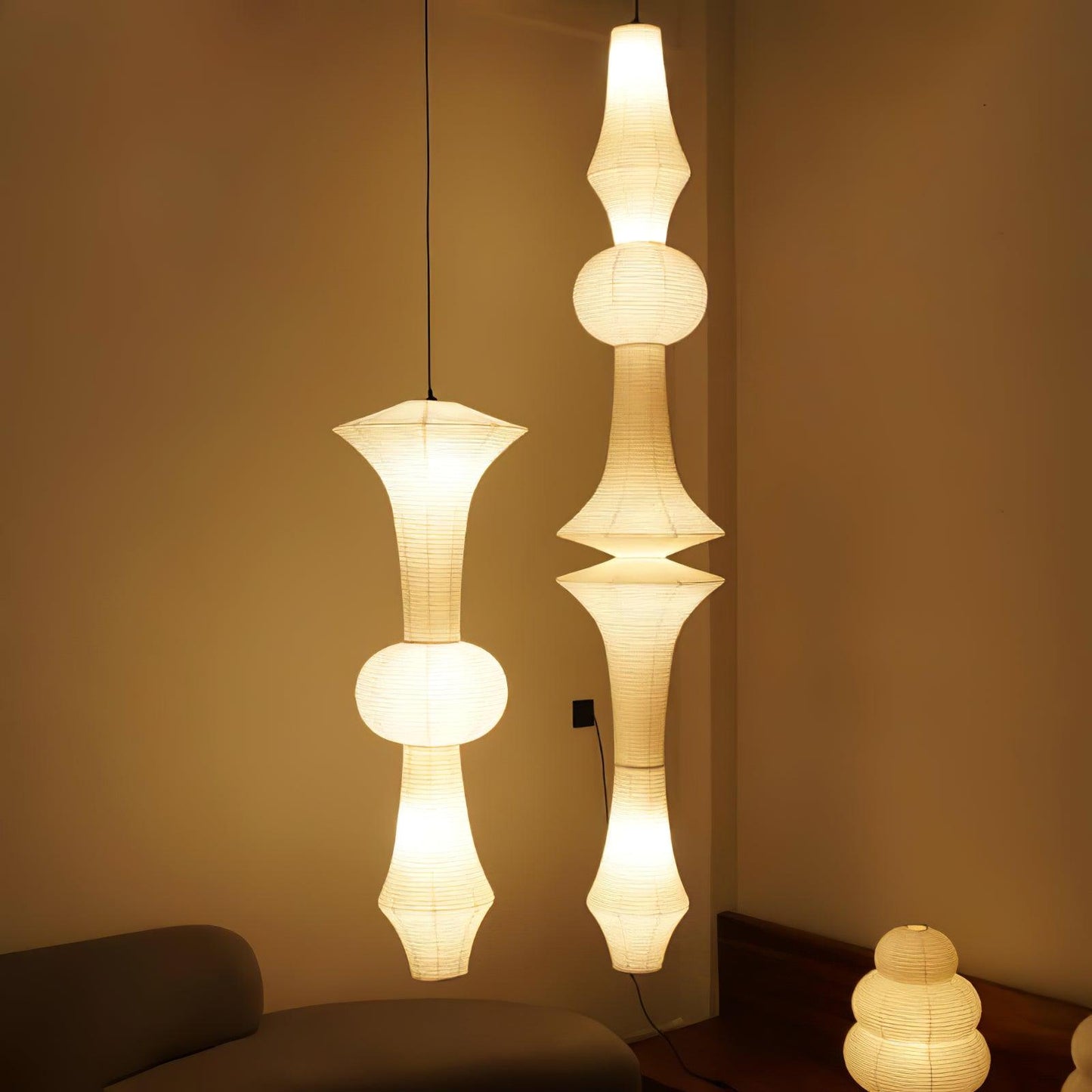 Faye Sculptural Paper Vertical Pendant Light