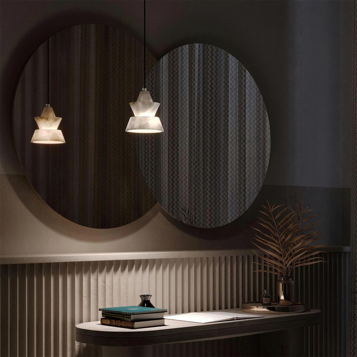 Ezion Layered White Alabaster Pendant Light