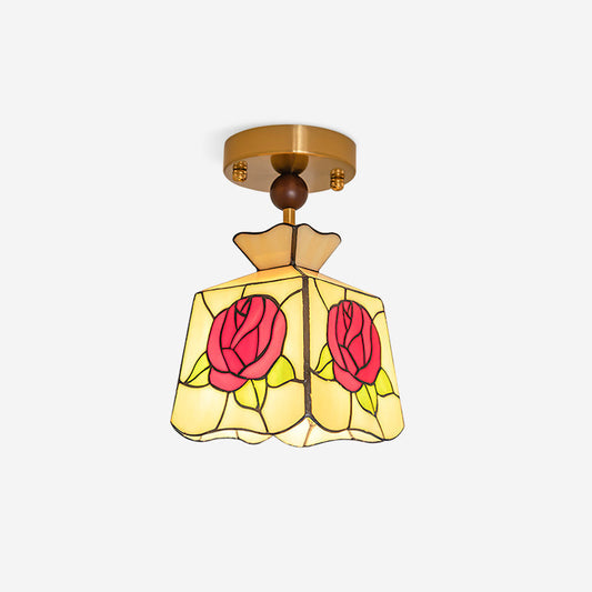 Joviel Tiffany Rose-plafondlamp