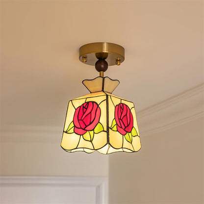 Joviel Tiffany Rose Ceiling Light