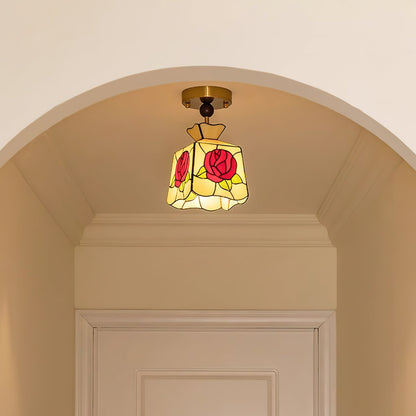Joviel Tiffany Rose Ceiling Light