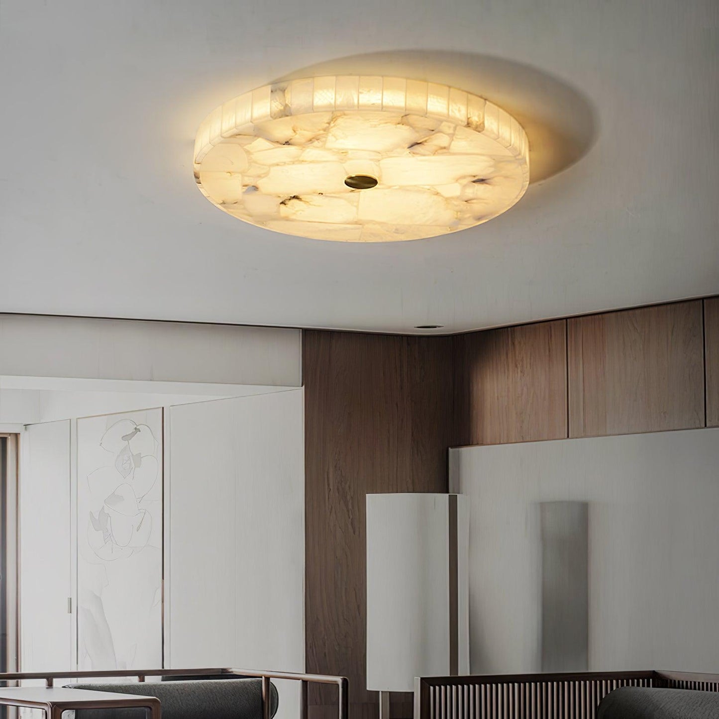 Delya Round Alabaster Ceiling Lamp