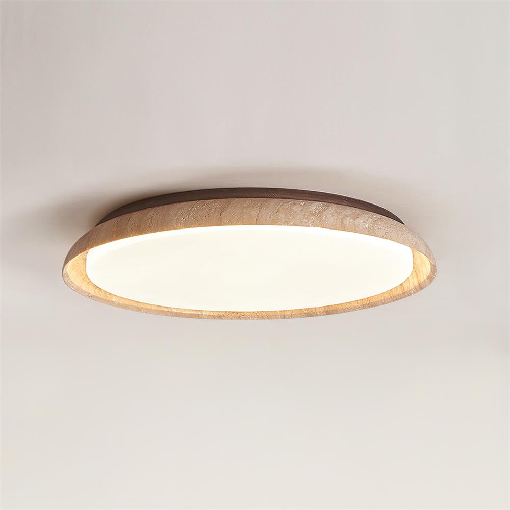 Plafonnier en travertin rond Halo