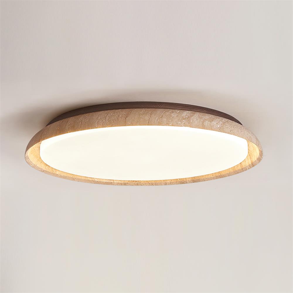 Plafonnier en travertin rond Halo