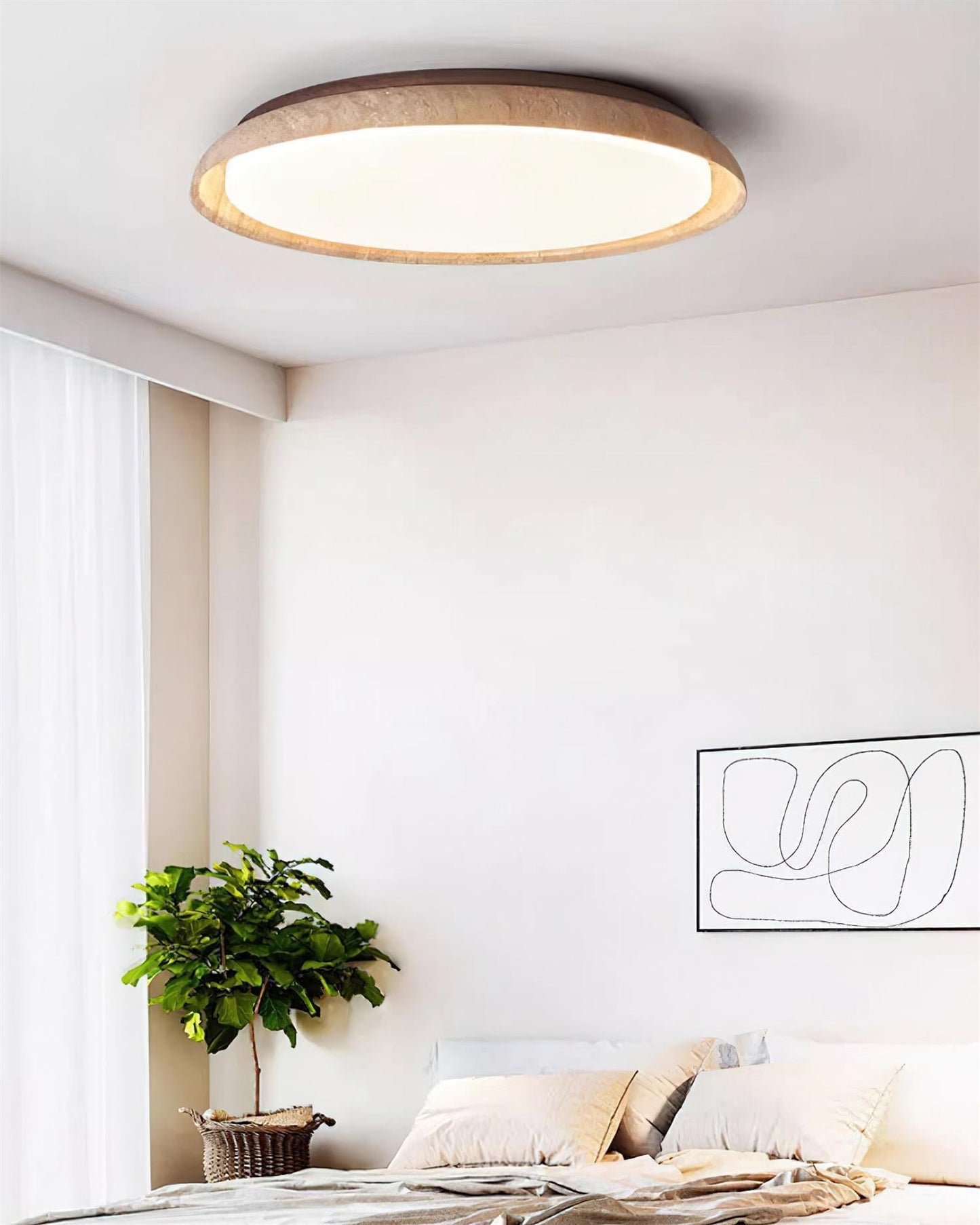 Plafonnier en travertin rond Halo