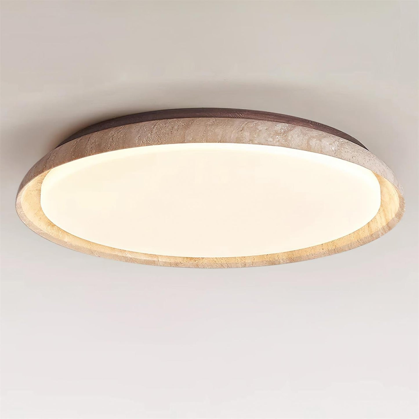 Plafonnier en travertin rond Halo