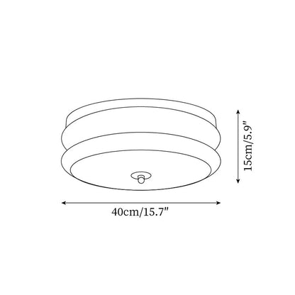 Ceiling Light Double-Layer Glass Disc Walnut Wood Minimalist