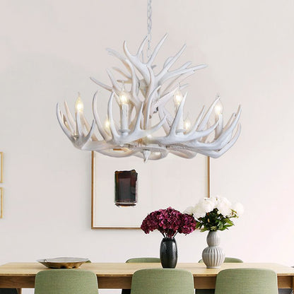 Silva Rustic Antler Metal/Resin Chandelier White Dining Room