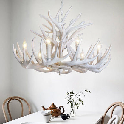 Silva Rustic Antler Metal/Resin Chandelier White Dining Room