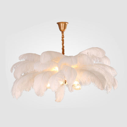 O'Moore Nordic Luxury Pendant Light, Brass/Feather